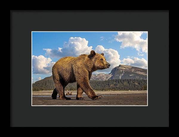 Brown Bear in Scenic Landscape - Framed Print